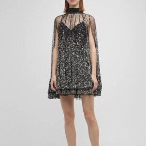 Alice + Olivia ZENON SEQUIN CAPE MINI DRESS - pre-owned $1495 MSRP